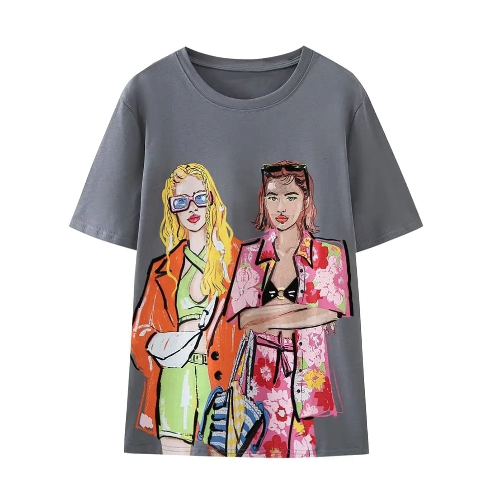 Woman Colourful Printed T-Shirt