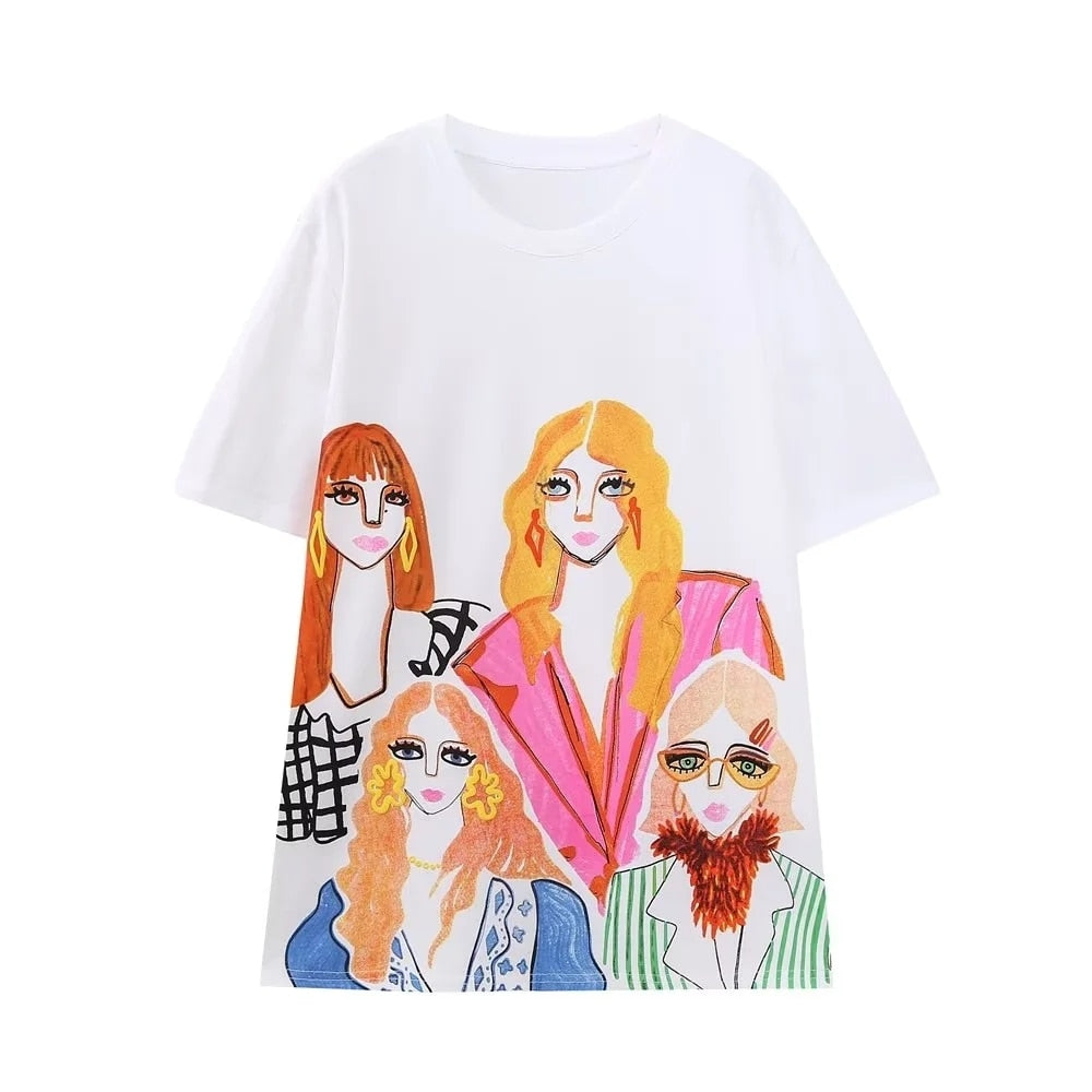 Woman Colourful Printed T-Shirt