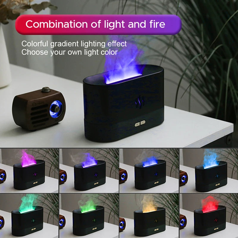 Portable Air Fire Flame Humidifier With Aroma Oil