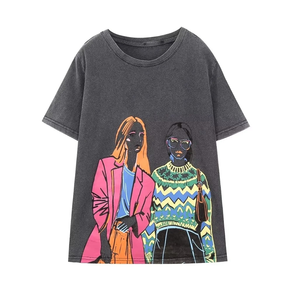 Woman Colourful Printed T-Shirt