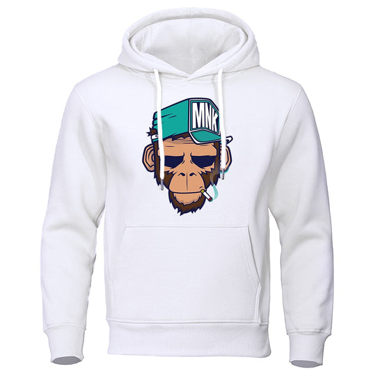 Man Smoking Monkey Fleece Hoodie