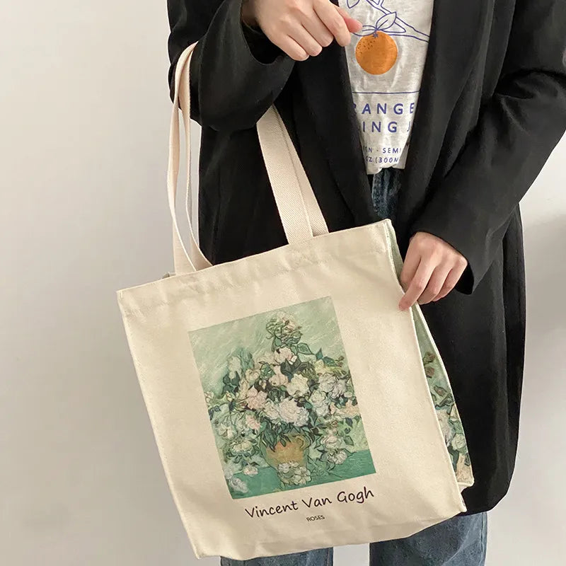 Zipper Canvas Tote Bag