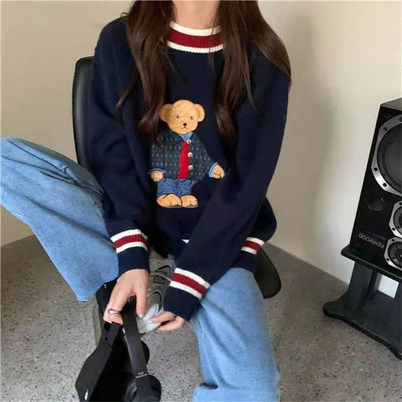 Woman Oversized Cartoon Pullover