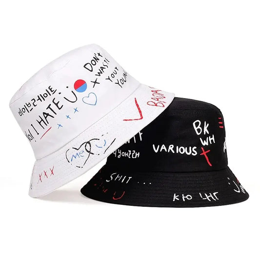 Unisex Graffiti Printed Bucket Hat