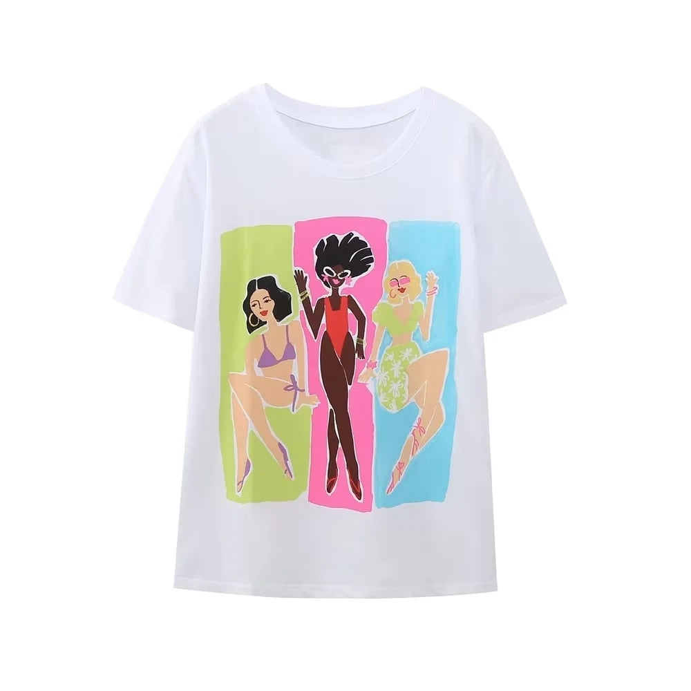 Woman Colourful Printed T-Shirt