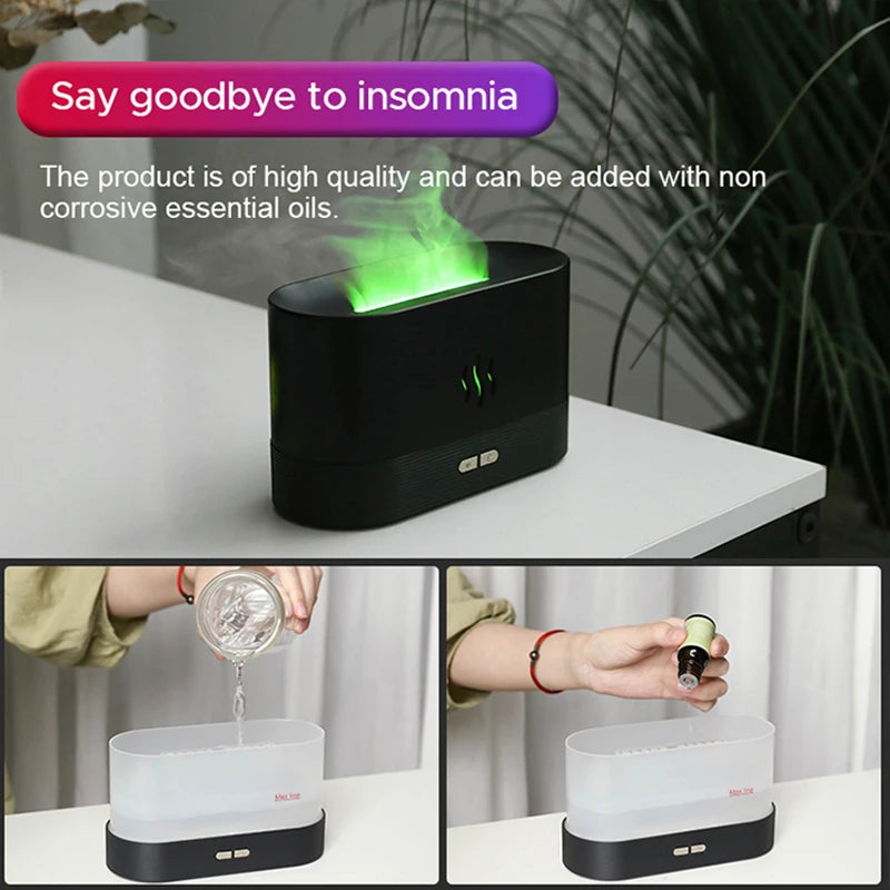 Portable Air Fire Flame Humidifier With Aroma Oil