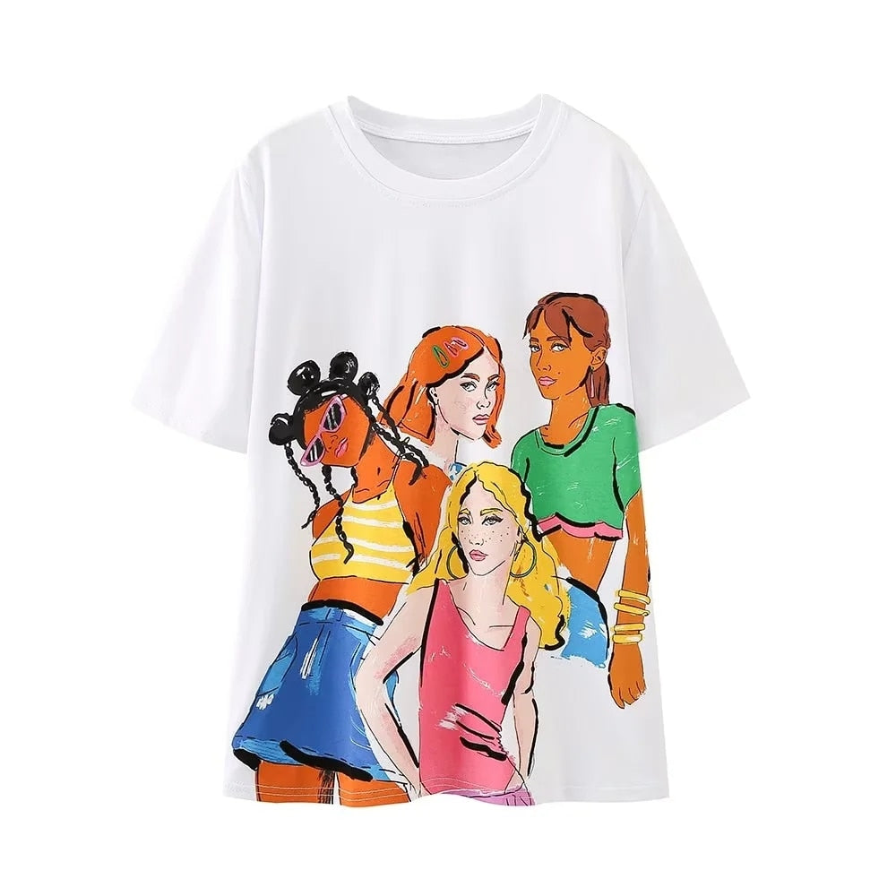 Woman Colourful Printed T-Shirt