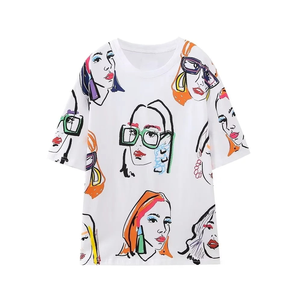 Woman Colourful Printed T-Shirt