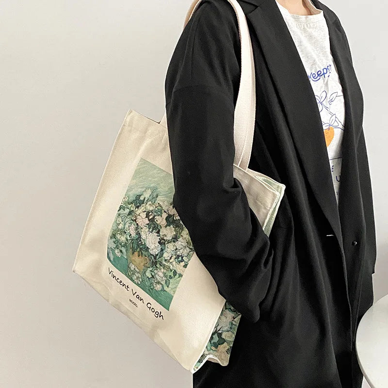 Zipper Canvas Tote Bag