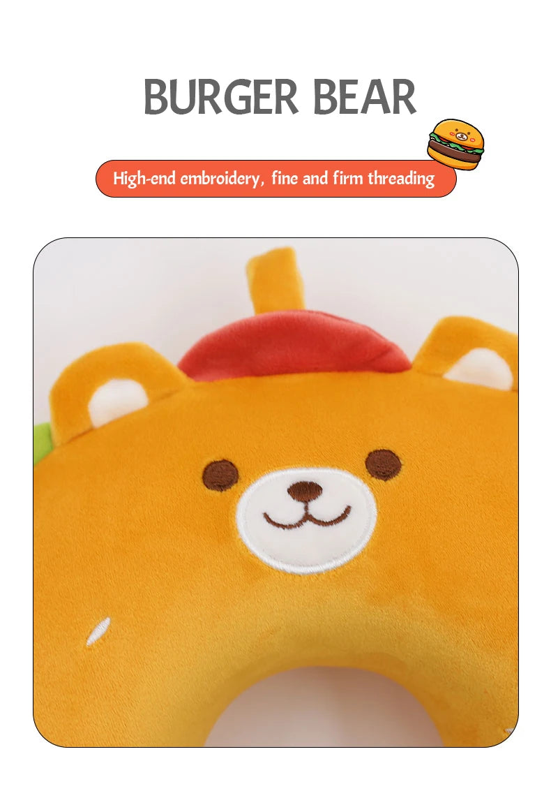 Hamburger Bear Memory Foam U-Shaped Pillow