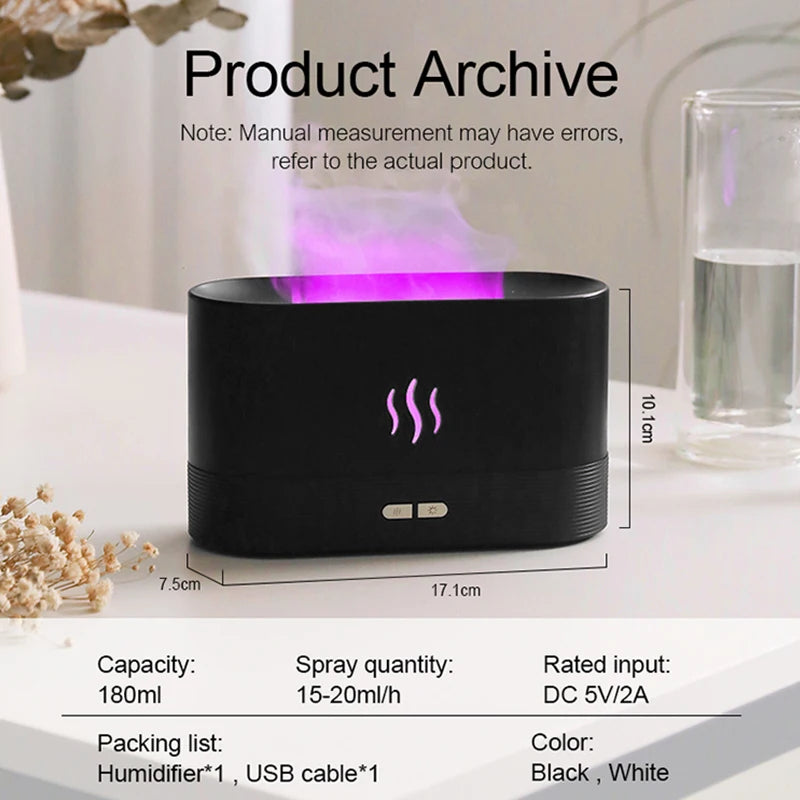 Portable Air Fire Flame Humidifier With Aroma Oil