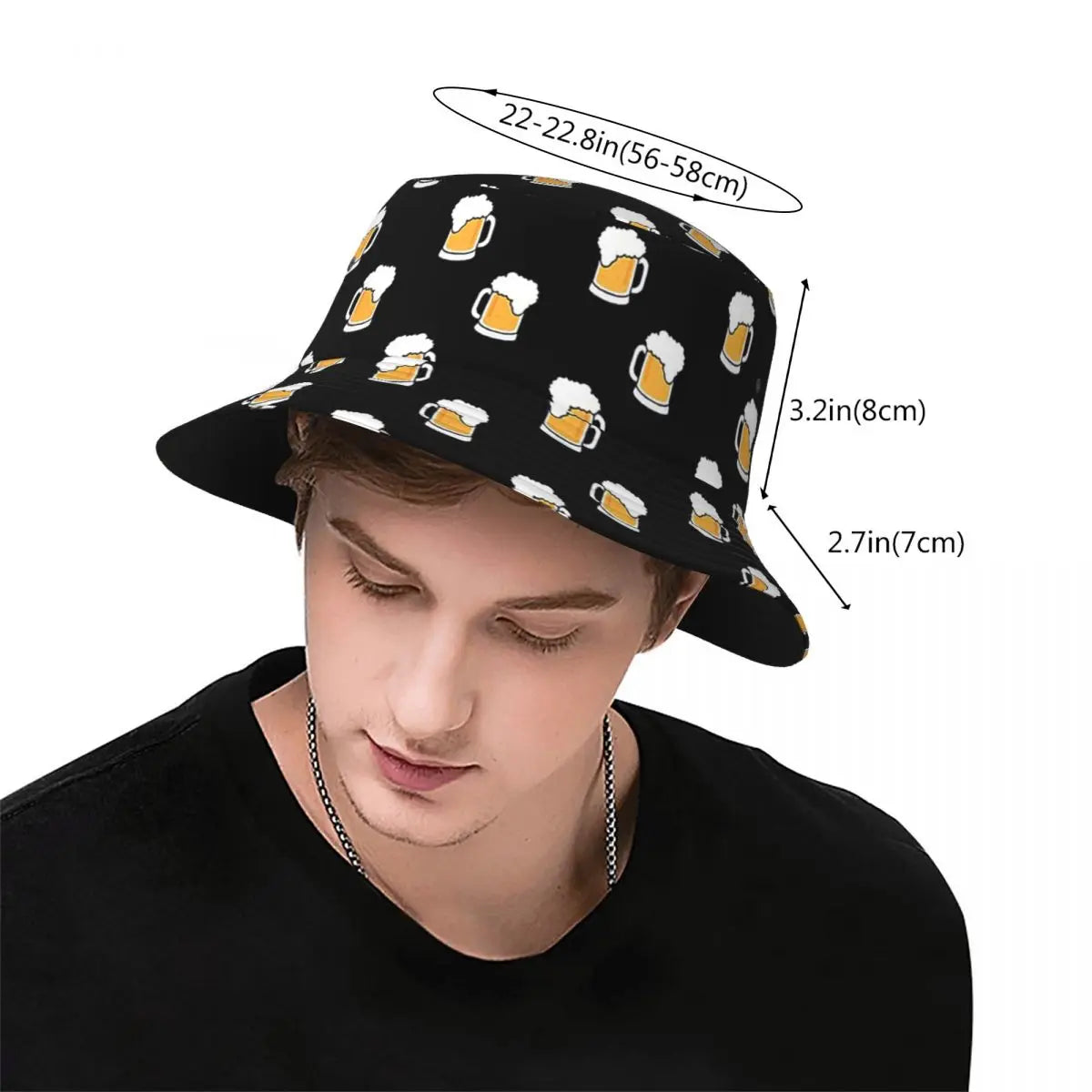 Unisex Trendy Bucket Hat With Beer Pattern