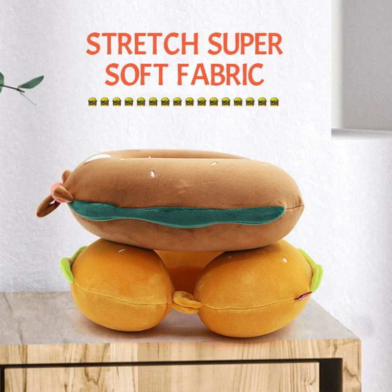 Hamburger Bear Memory Foam U-Shaped Pillow