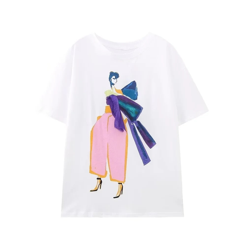 Woman Colourful Printed T-Shirt